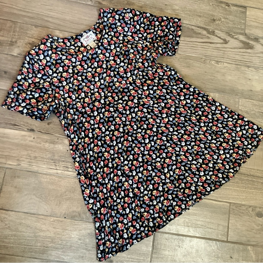 Vintage Katy D Kathryn Deene Floral Tunic Top Rayon Size 24
